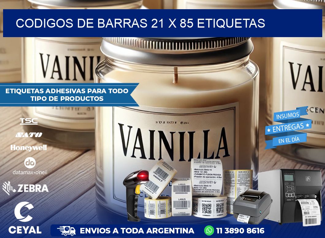 codigos de barras 21 x 85 etiquetas