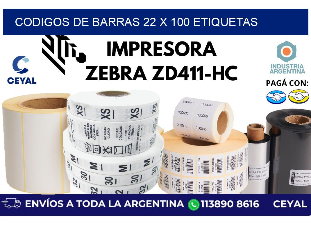 codigos de barras 22 x 100 etiquetas