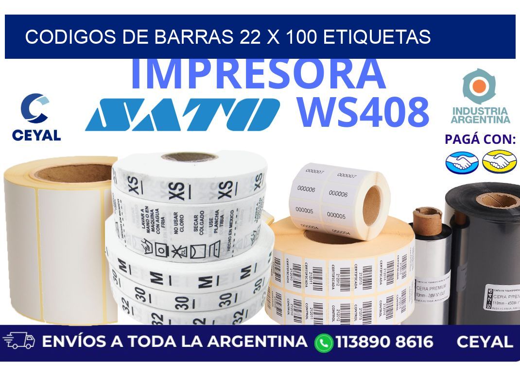 codigos de barras 22 x 100 etiquetas