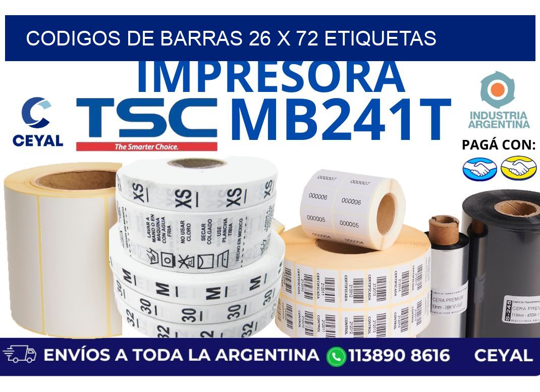 codigos de barras 26 x 72 etiquetas