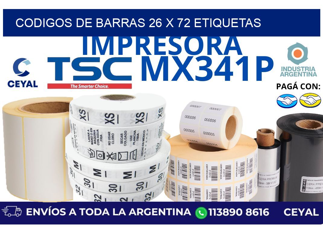 codigos de barras 26 x 72 etiquetas