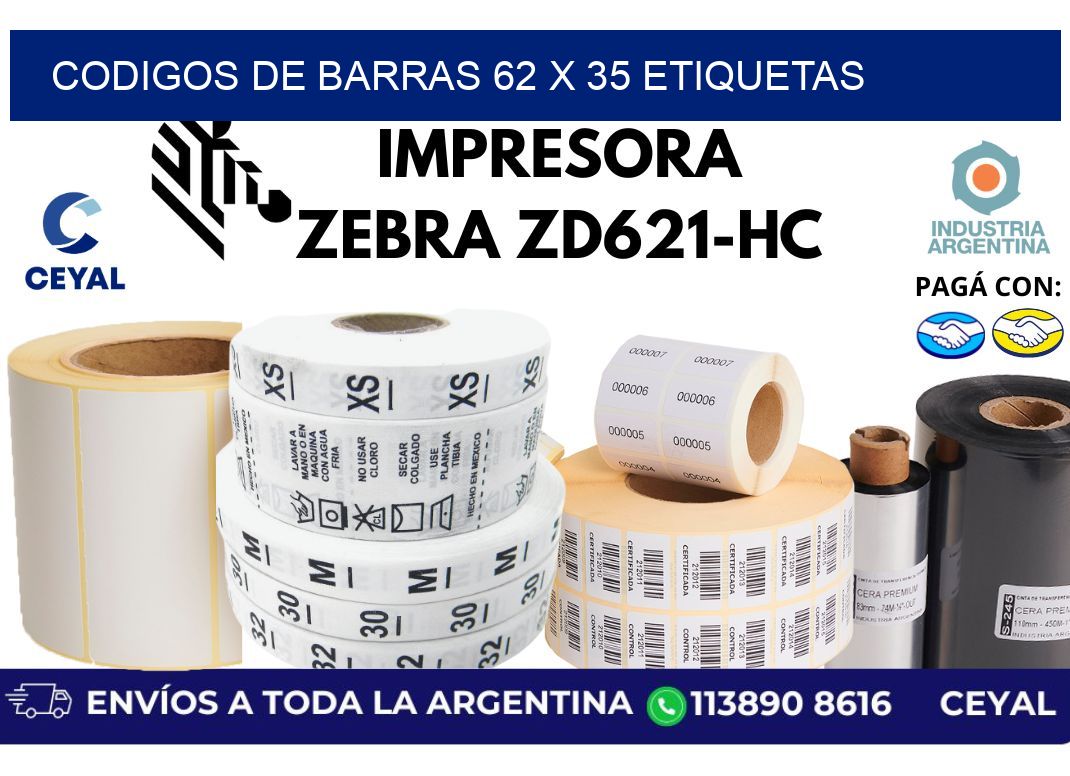 codigos de barras 62 x 35 etiquetas