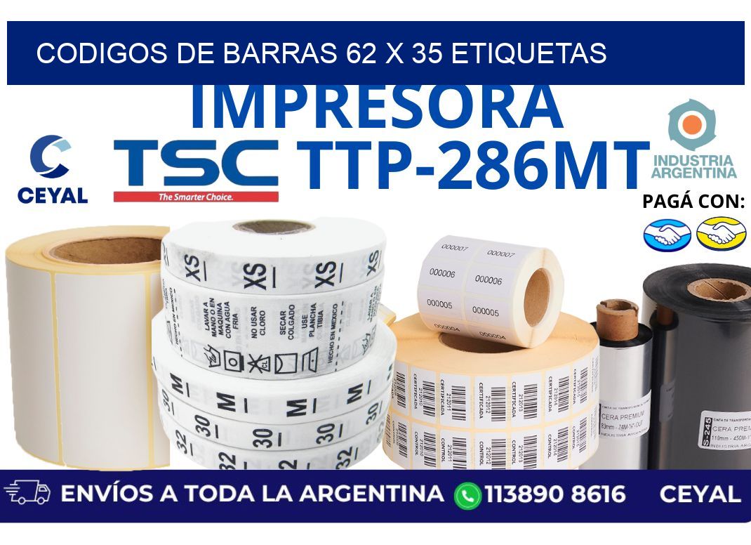codigos de barras 62 x 35 etiquetas