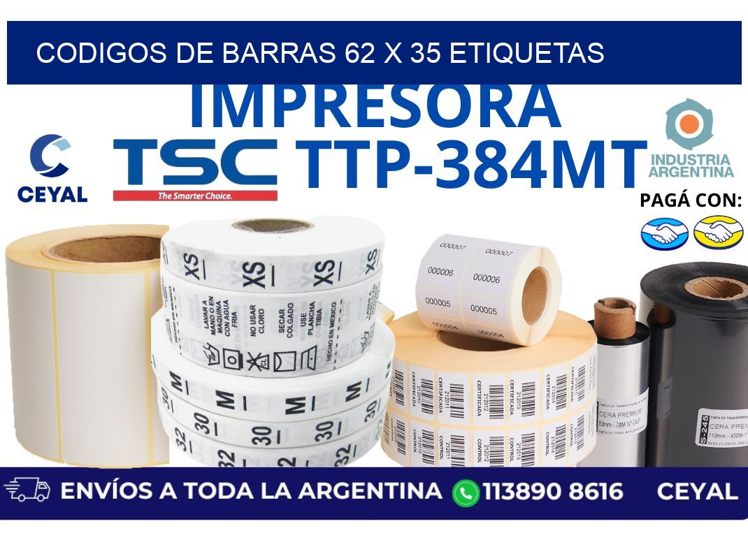 codigos de barras 62 x 35 etiquetas