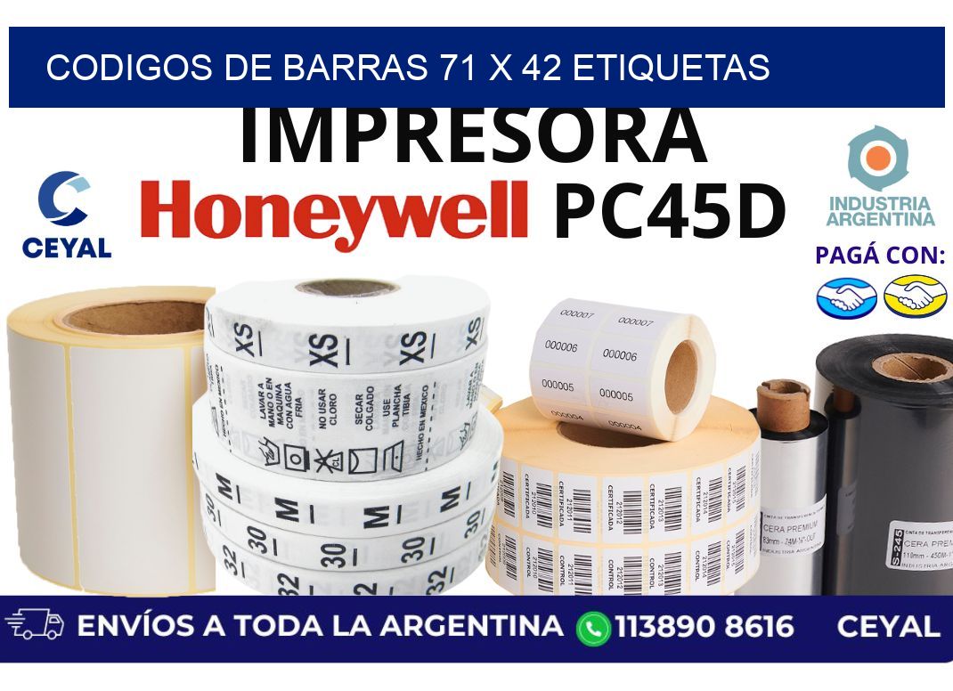 codigos de barras 71 x 42 etiquetas