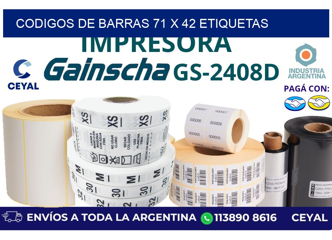 codigos de barras 71 x 42 etiquetas