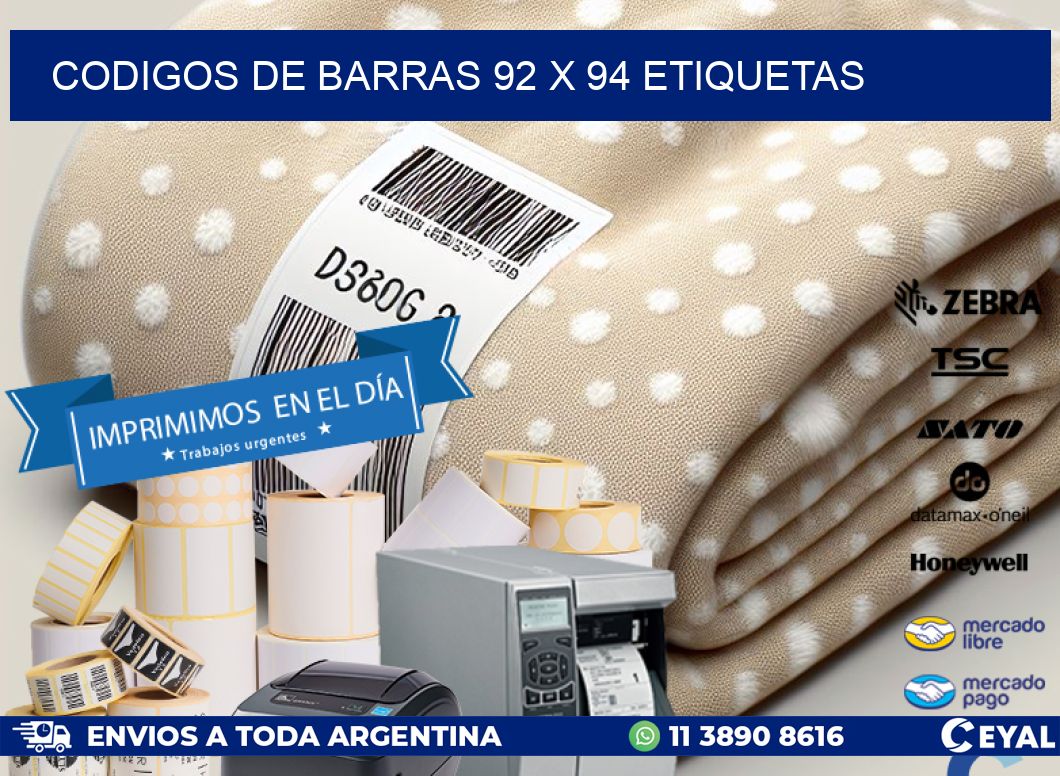codigos de barras 92 x 94 etiquetas