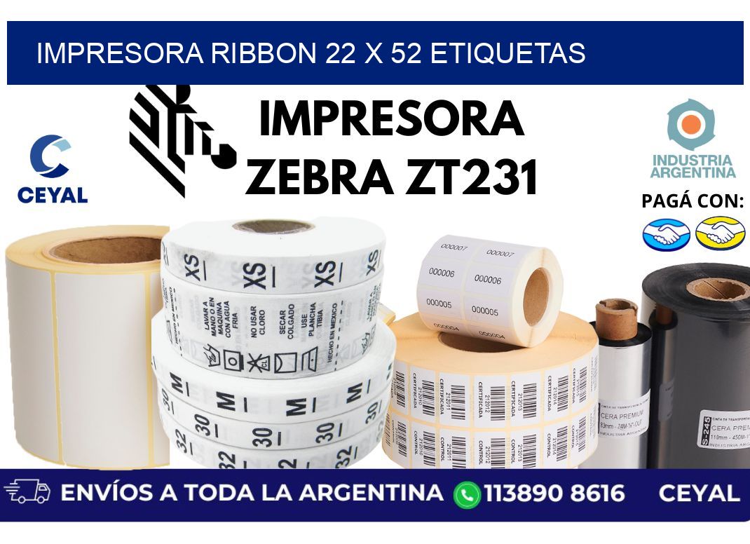 impresora ribbon 22 x 52 etiquetas