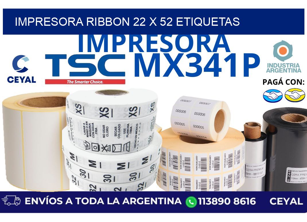 impresora ribbon 22 x 52 etiquetas