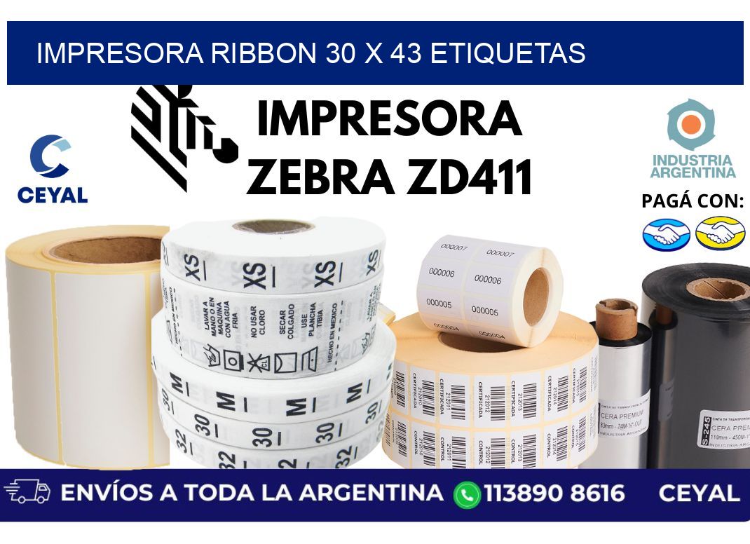 impresora ribbon 30 x 43 etiquetas