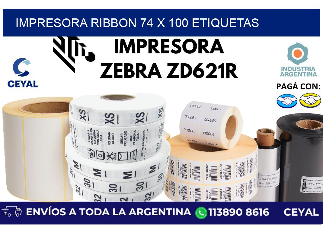 impresora ribbon 74 x 100 etiquetas