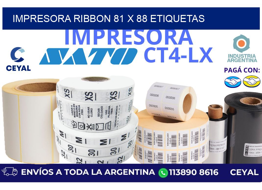 impresora ribbon 81 x 88 etiquetas