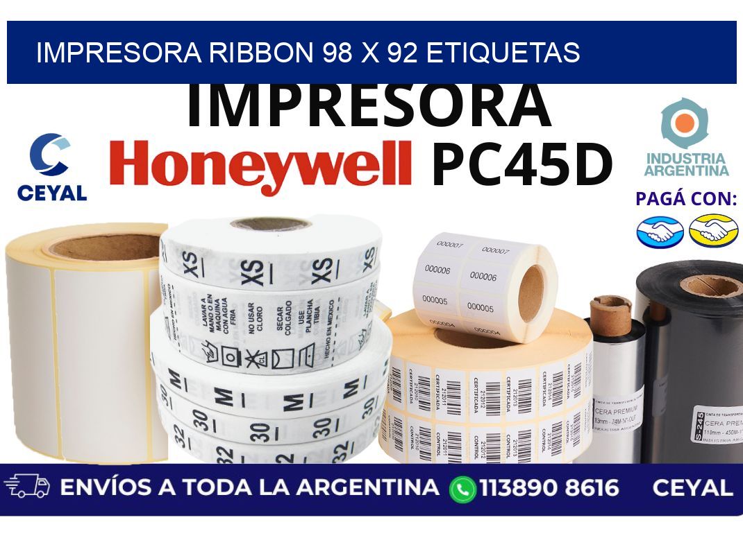 impresora ribbon 98 x 92 etiquetas