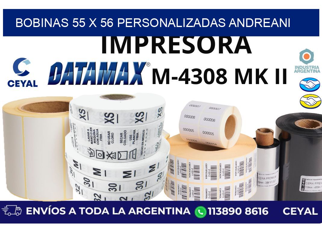 bobinas 55 x 56 personalizadas andreani
