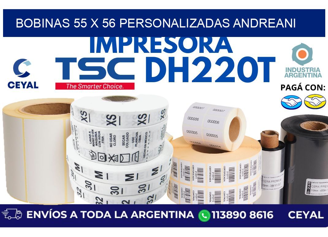 bobinas 55 x 56 personalizadas andreani