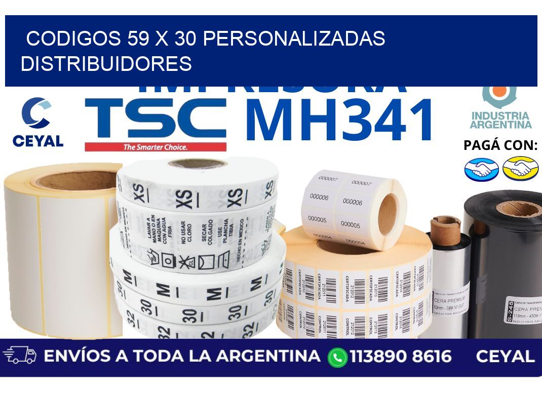codigos 59 x 30 personalizadas distribuidores