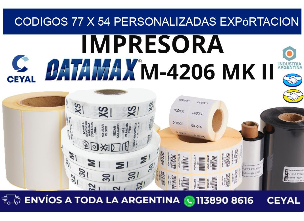 codigos 77 x 54 personalizadas expórtacion
