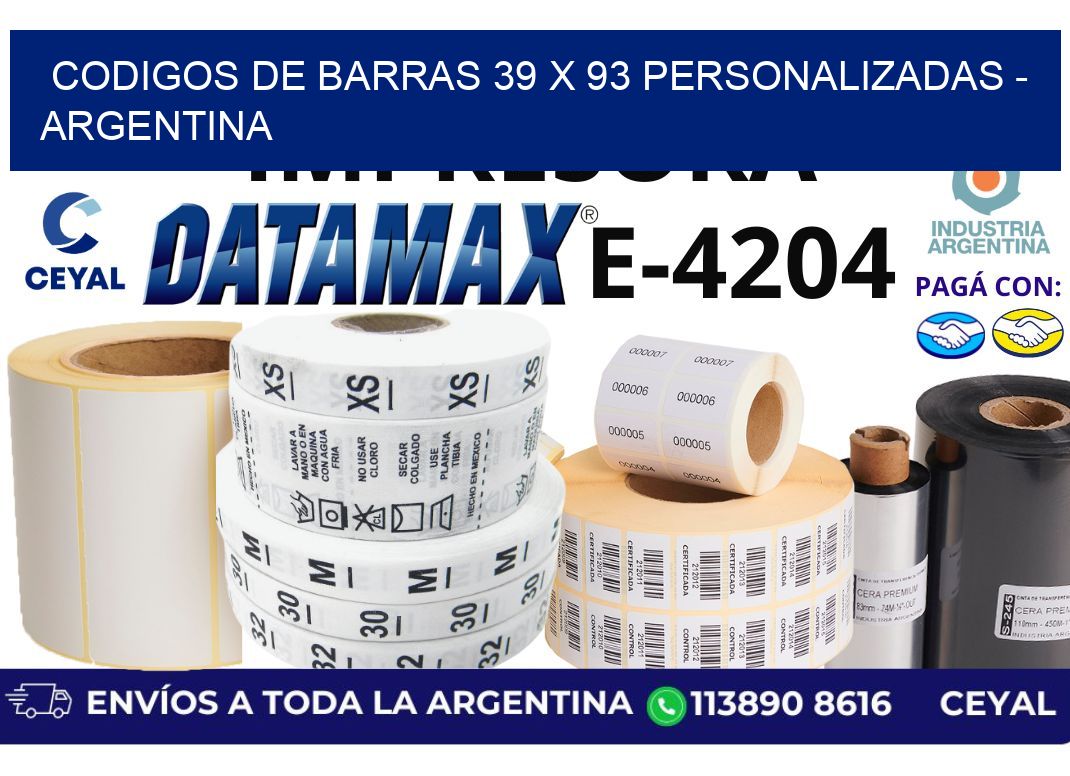 codigos de barras 39 x 93 personalizadas - Argentina