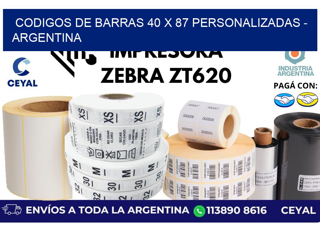 codigos de barras 40 x 87 personalizadas - Argentina