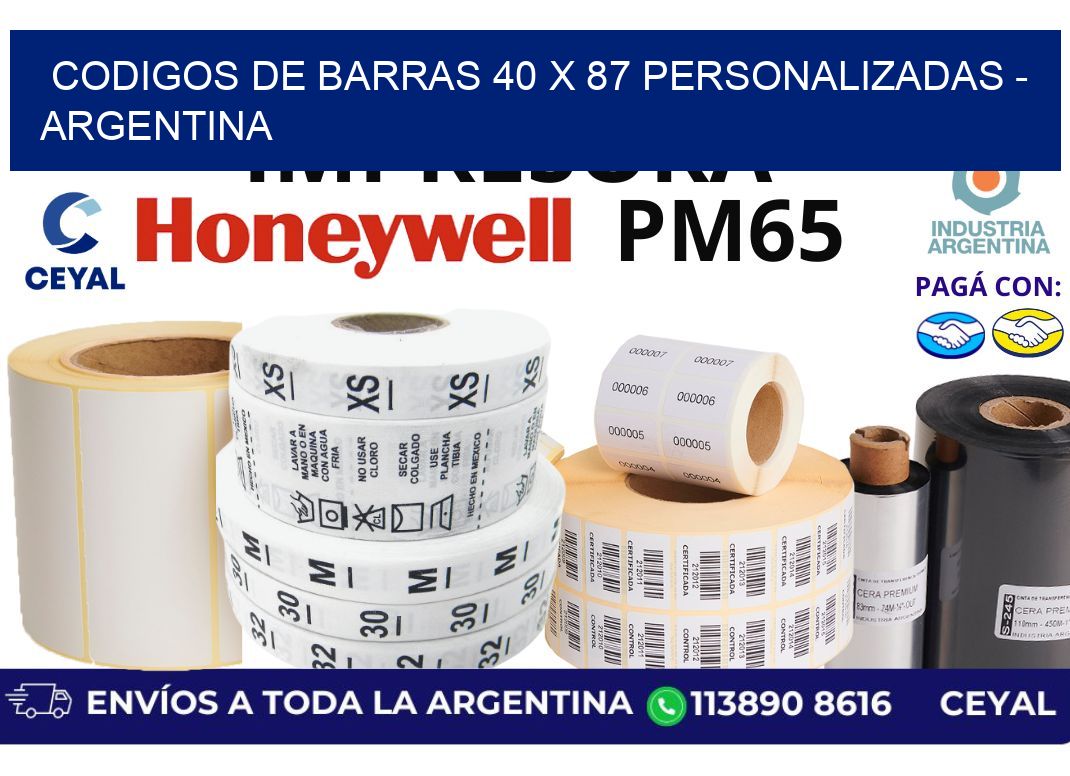 codigos de barras 40 x 87 personalizadas – Argentina