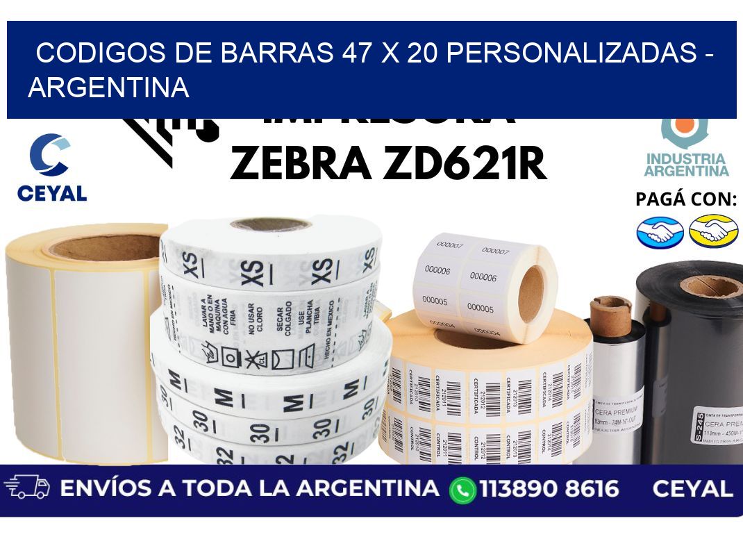 codigos de barras 47 x 20 personalizadas - Argentina