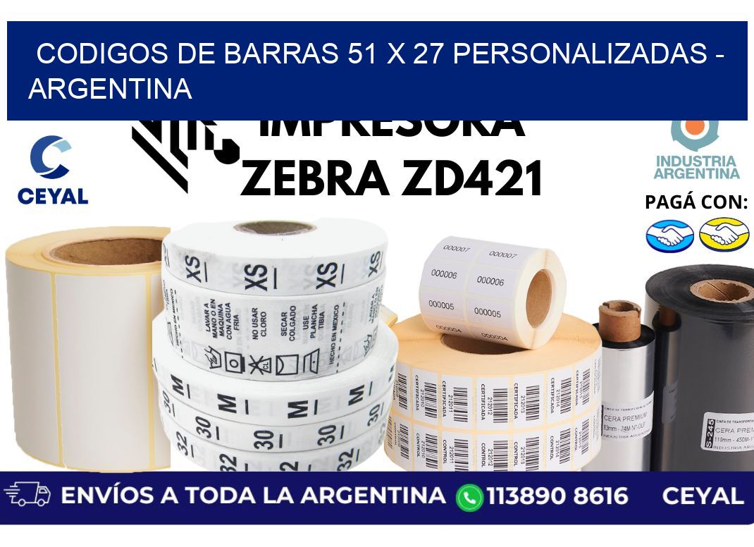 codigos de barras 51 x 27 personalizadas - Argentina
