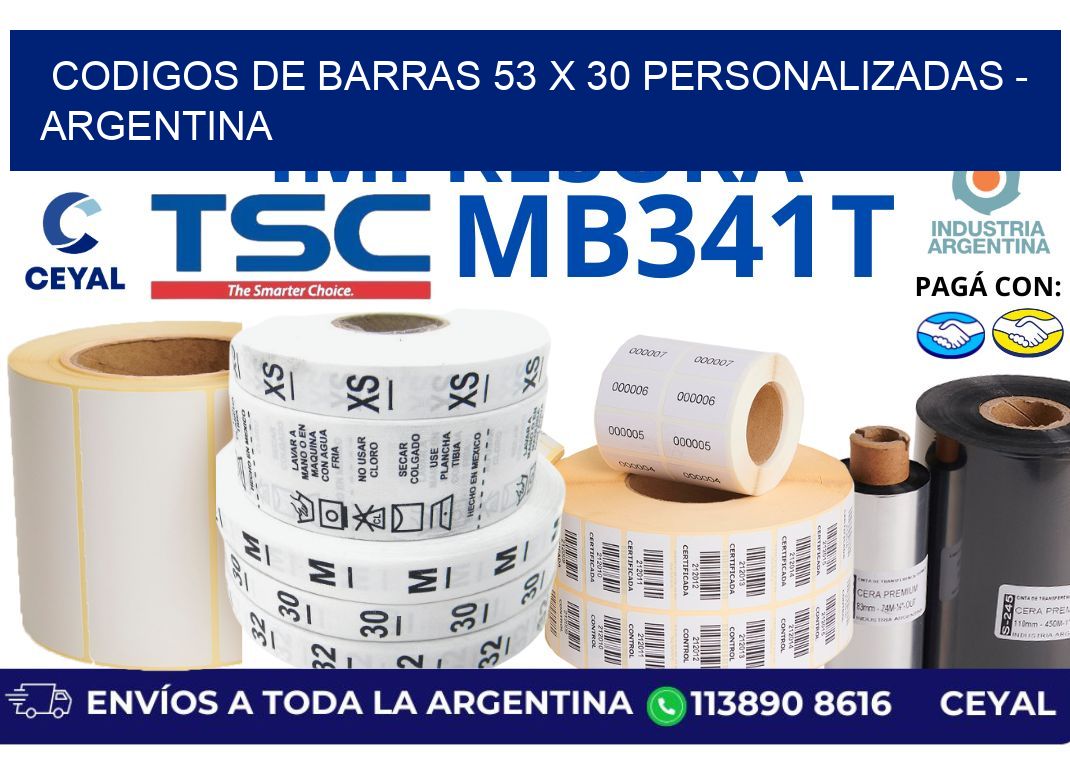 codigos de barras 53 x 30 personalizadas - Argentina