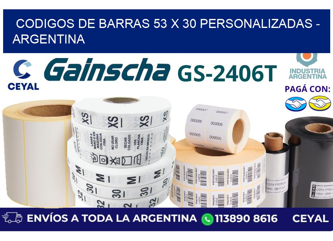codigos de barras 53 x 30 personalizadas - Argentina