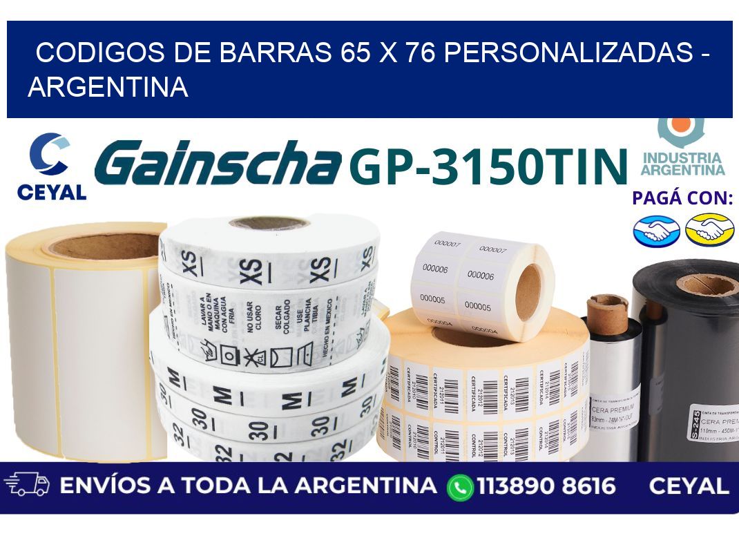 codigos de barras 65 x 76 personalizadas - Argentina