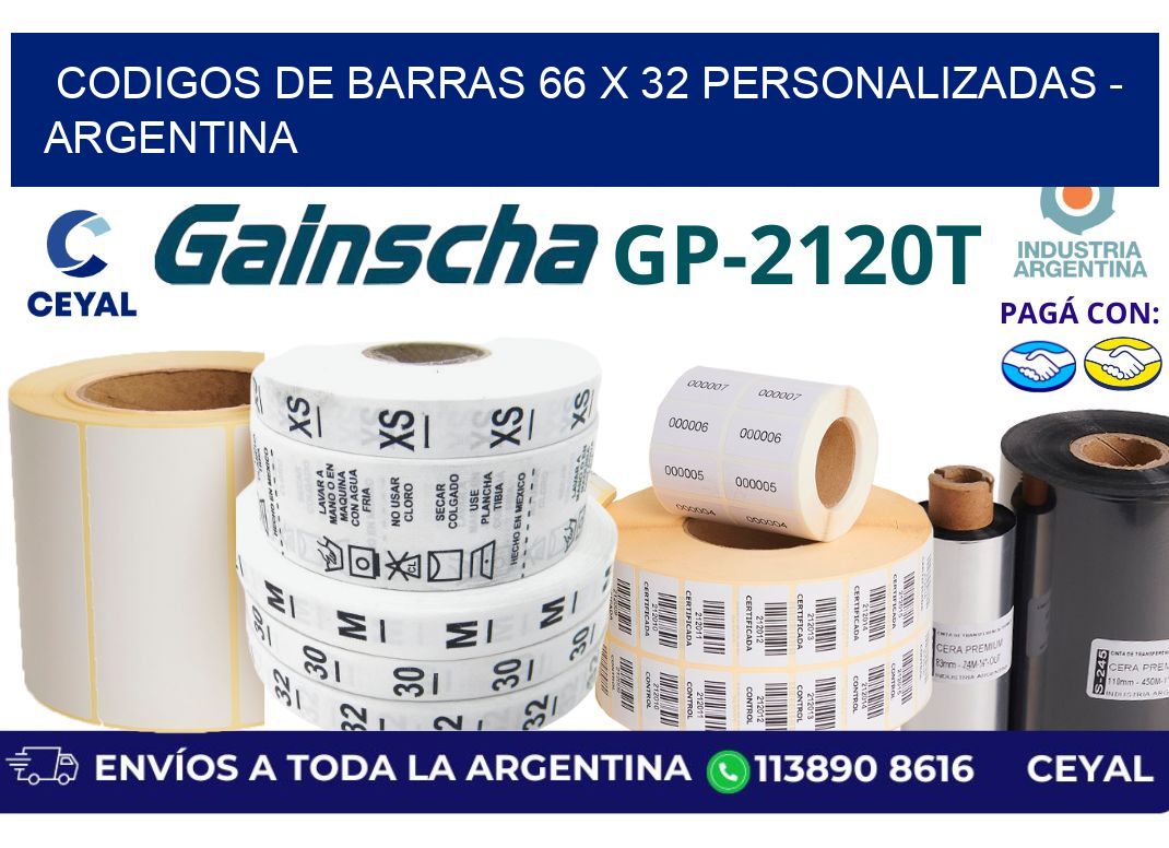 codigos de barras 66 x 32 personalizadas - Argentina