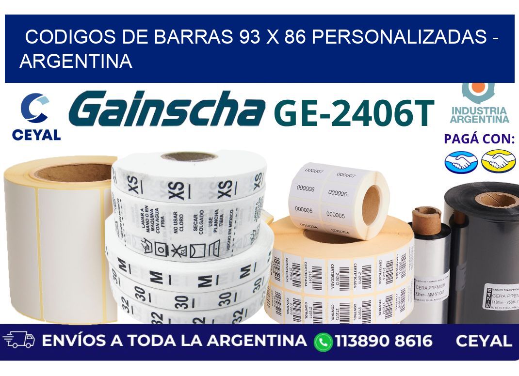 codigos de barras 93 x 86 personalizadas - Argentina