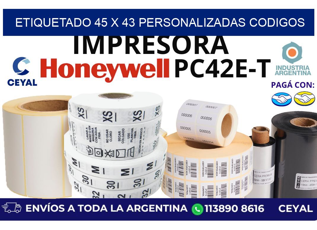 etiquetado 45 x 43 personalizadas codigos