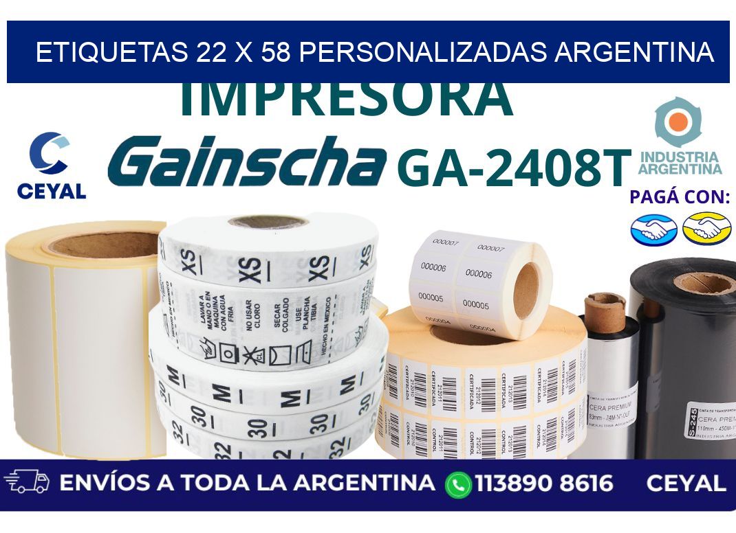 etiquetas 22 x 58 personalizadas argentina