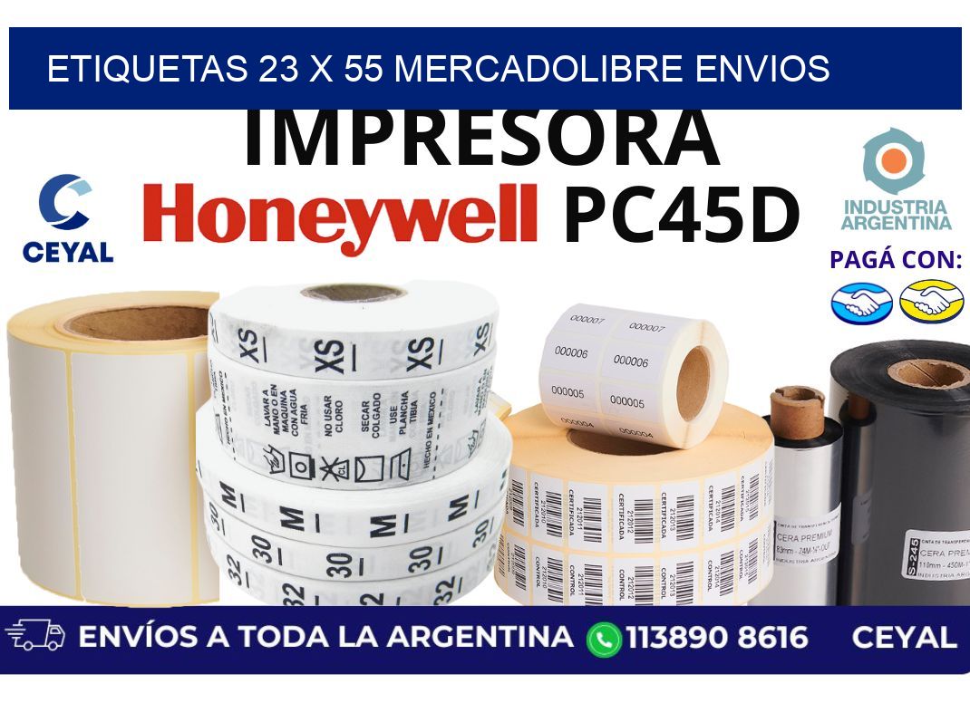 etiquetas 23 x 55 mercadolibre envios