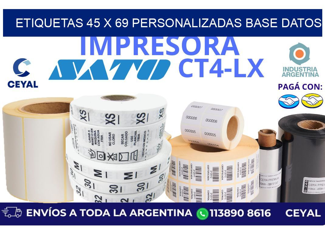 etiquetas 45 x 69 personalizadas base datos