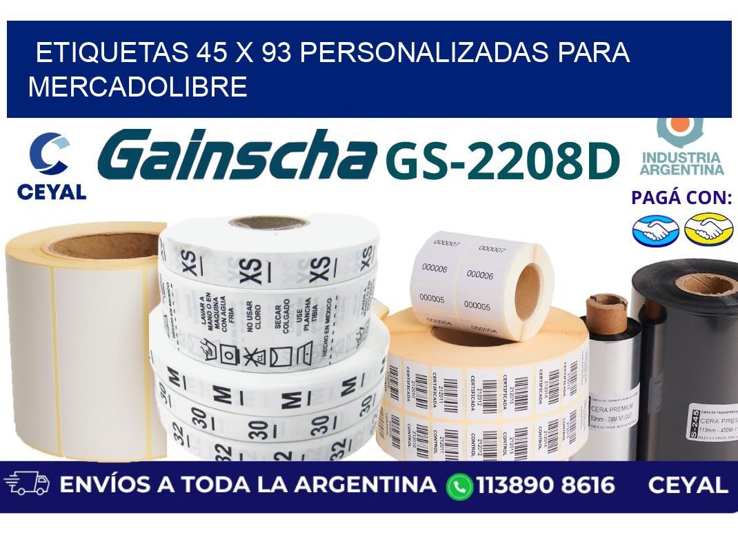 etiquetas 45 x 93 personalizadas para mercadolibre