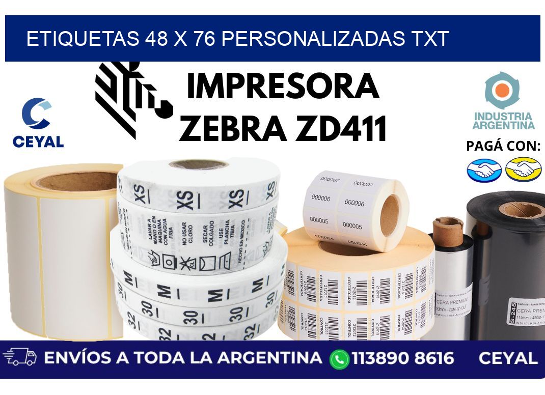 etiquetas 48 x 76 personalizadas txt