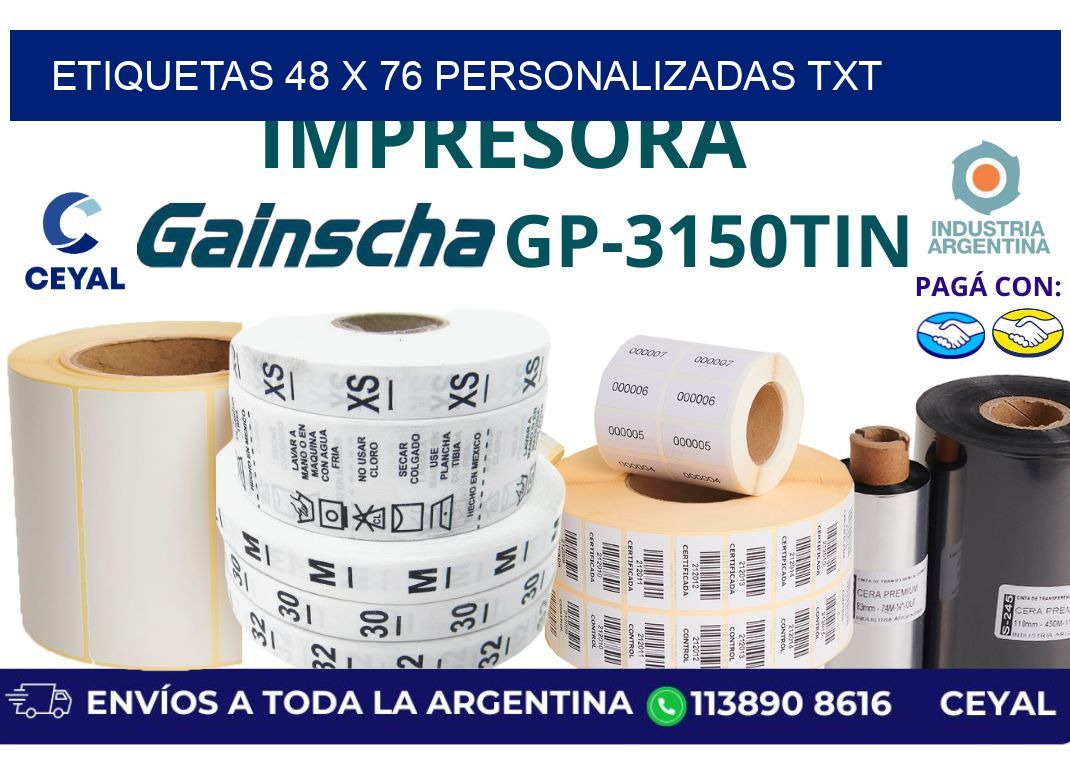 etiquetas 48 x 76 personalizadas txt