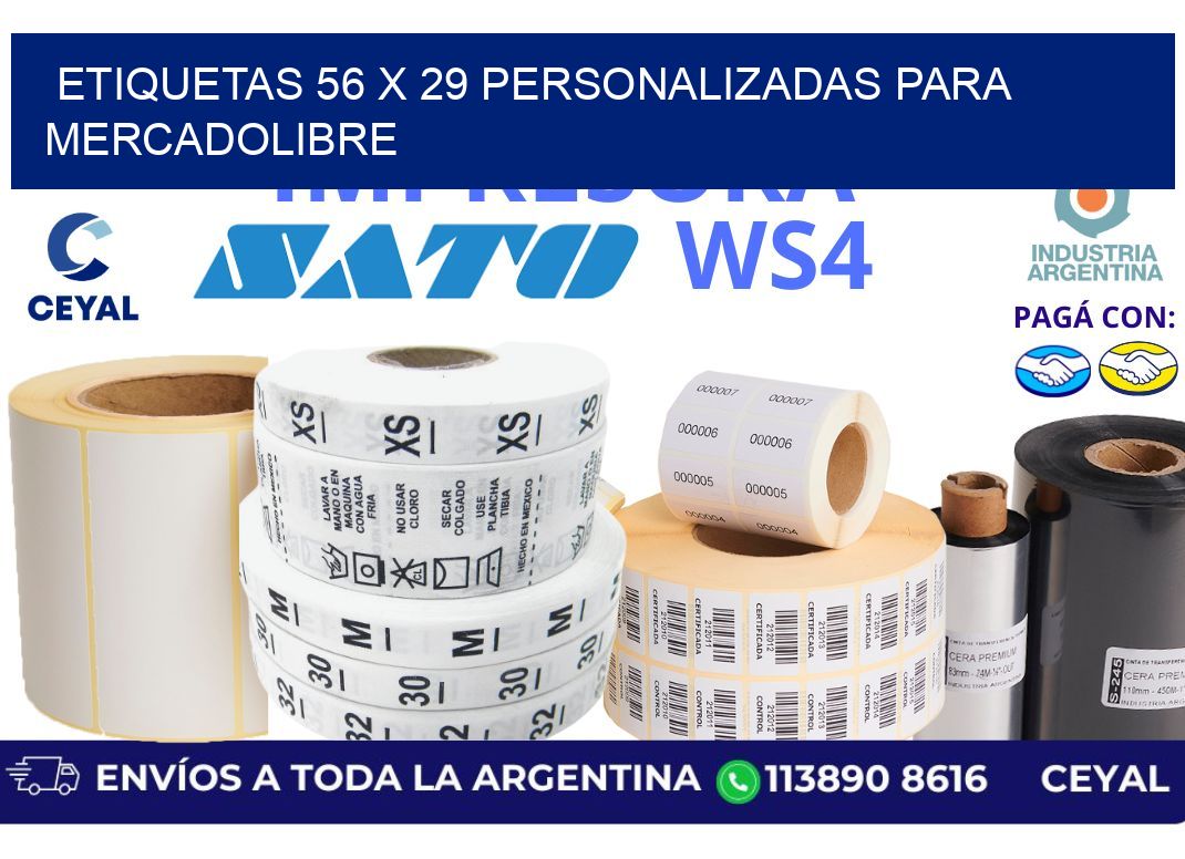 etiquetas 56 x 29 personalizadas para mercadolibre
