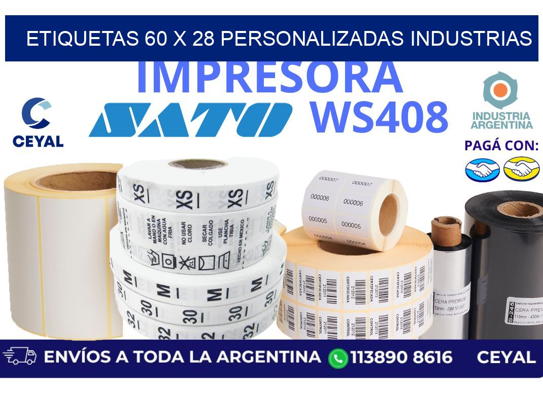 etiquetas 60 x 28 personalizadas industrias