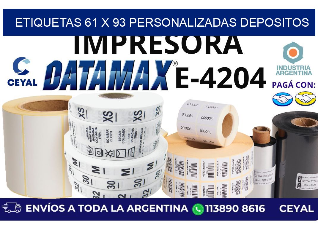 etiquetas 61 x 93 personalizadas depositos