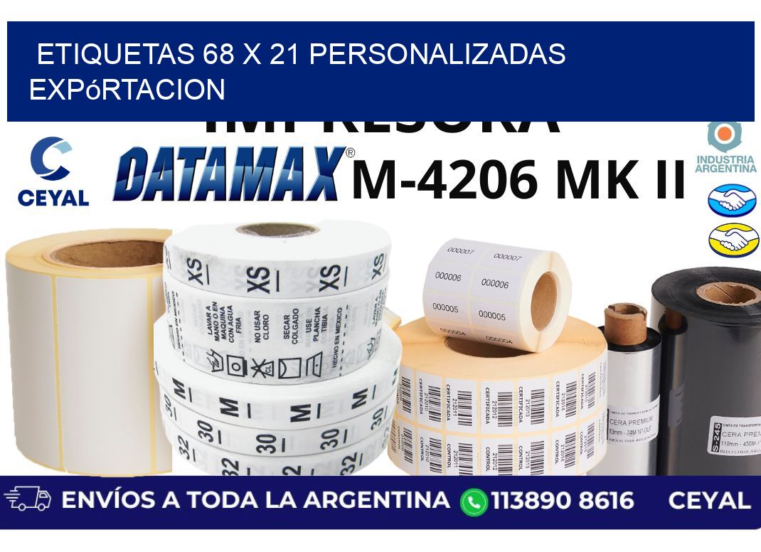 etiquetas 68 x 21 personalizadas expórtacion