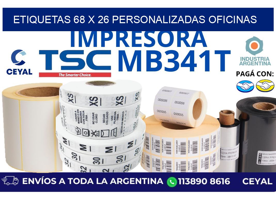 etiquetas 68 x 26 personalizadas oficinas