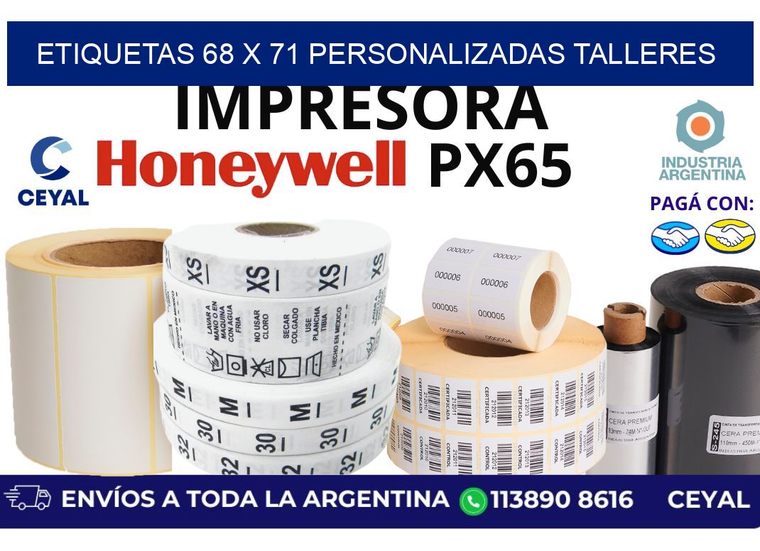 etiquetas 68 x 71 personalizadas talleres