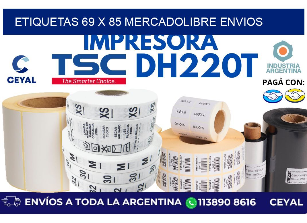 etiquetas 69 x 85 mercadolibre envios