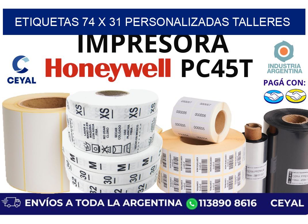 etiquetas 74 x 31 personalizadas talleres
