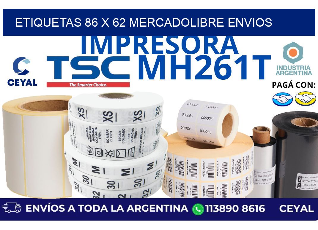 etiquetas 86 x 62 mercadolibre envios