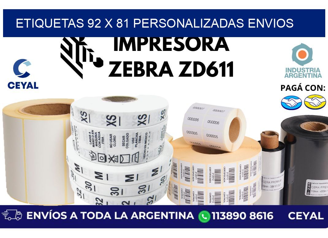 etiquetas 92 x 81 personalizadas envios