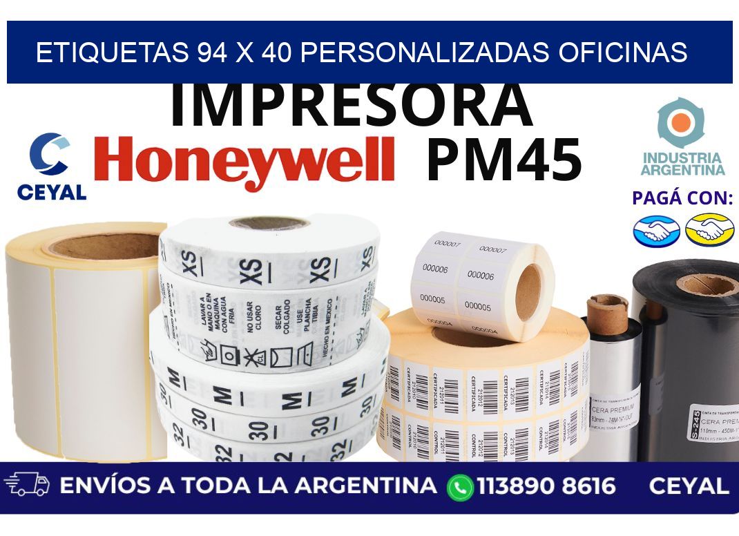 etiquetas 94 x 40 personalizadas oficinas
