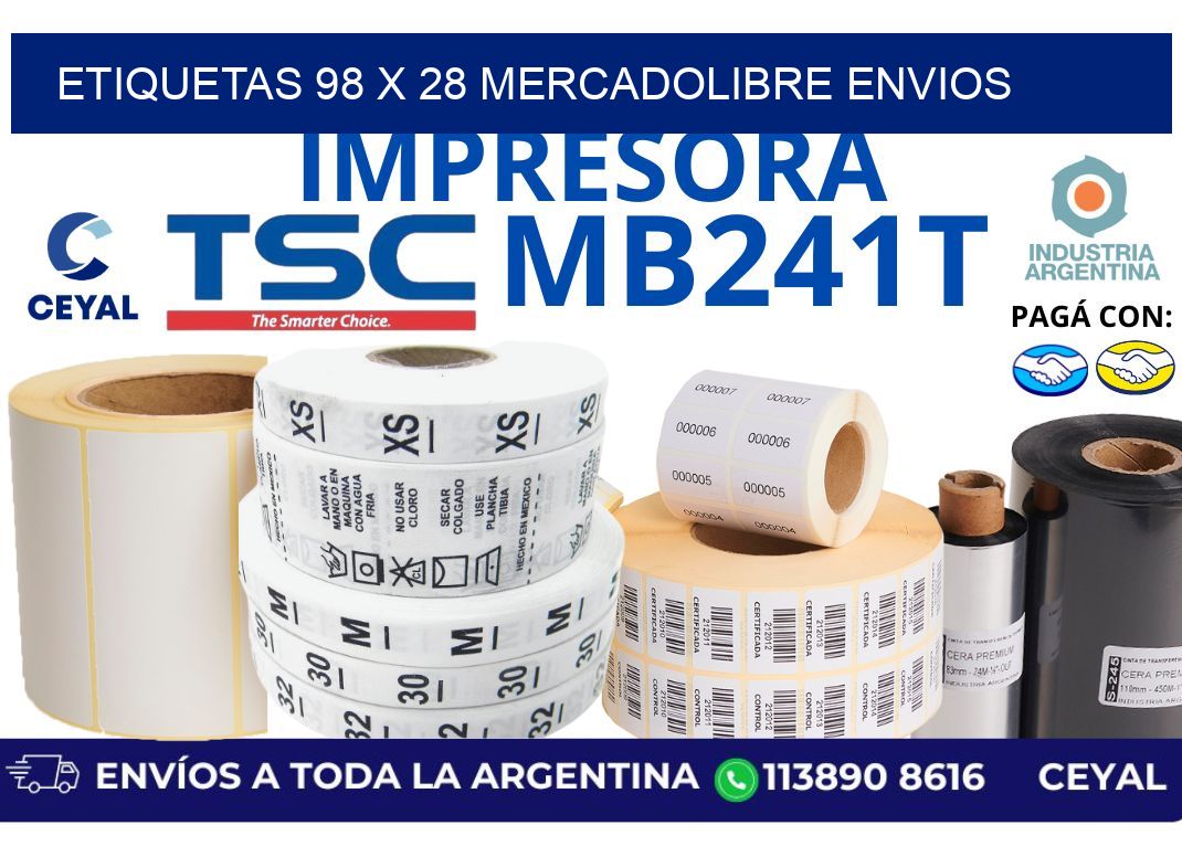 etiquetas 98 x 28 mercadolibre envios
